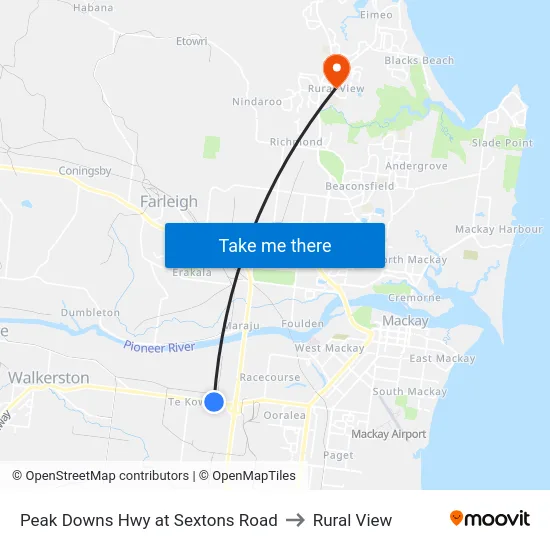 Peak Downs Hwy at Sextons Road to Rural View map