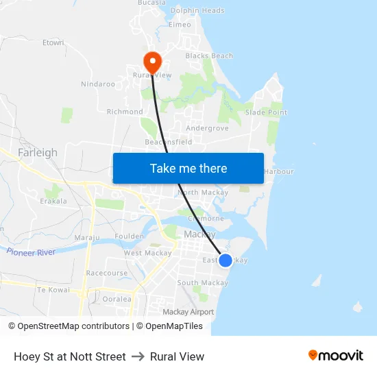 Hoey St at Nott Street to Rural View map