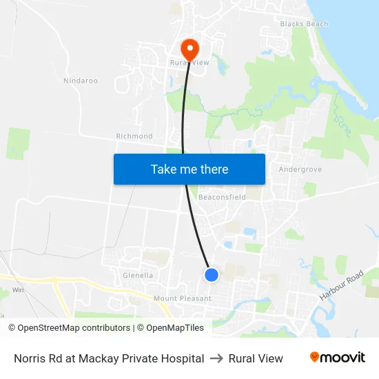 Norris Rd at Mackay Private Hospital to Rural View map