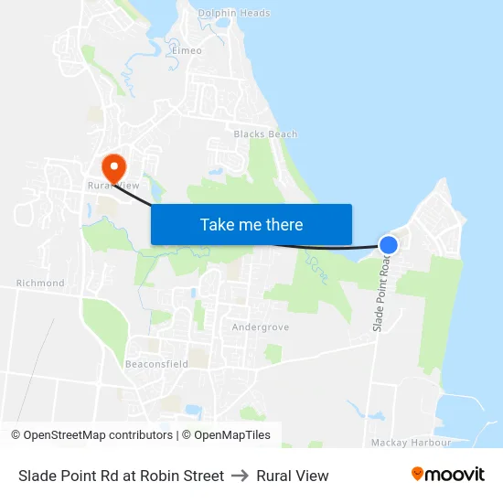 Slade Point Rd at Robin Street to Rural View map