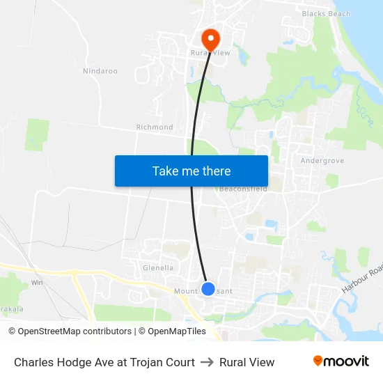 Charles Hodge Ave at Trojan Court to Rural View map