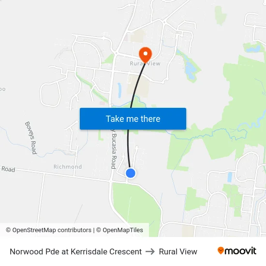 Norwood Pde at Kerrisdale Crescent to Rural View map