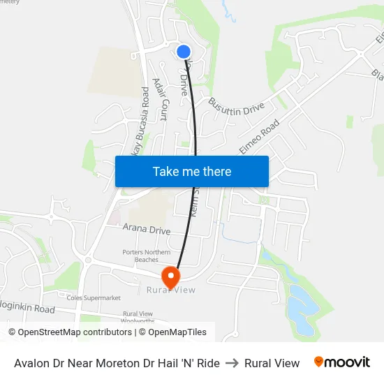 Avalon Dr Near Moreton Dr Hail 'N' Ride to Rural View map