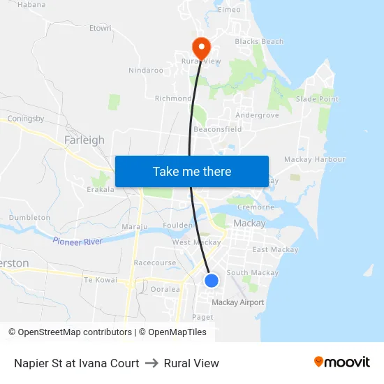Napier St at Ivana Court to Rural View map