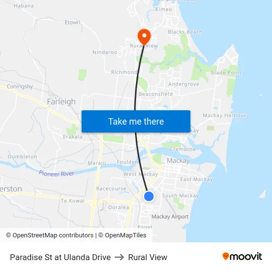 Paradise St at Ulanda Drive to Rural View map