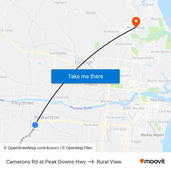 Camerons Rd at Peak Downs Hwy to Rural View map