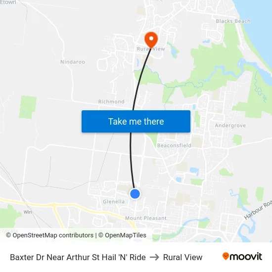 Baxter Dr Near Arthur St Hail 'N' Ride to Rural View map