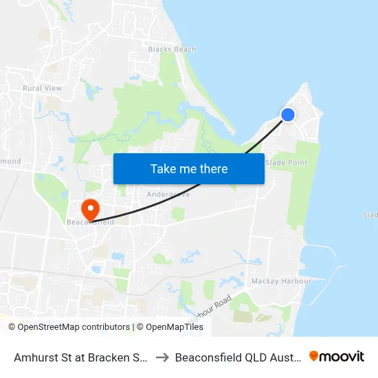 Amhurst St at Bracken Street to Beaconsfield QLD Australia map
