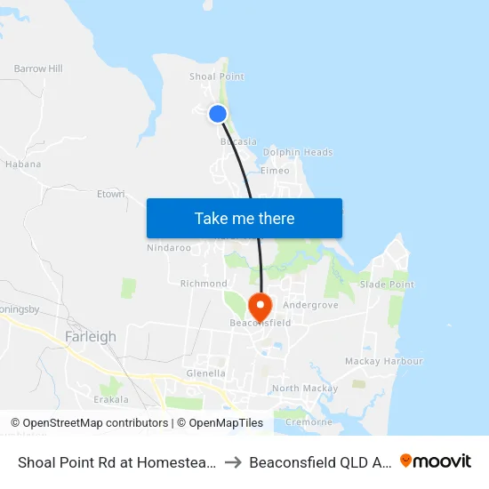 Shoal Point Rd at Homestead Bay Ave to Beaconsfield QLD Australia map
