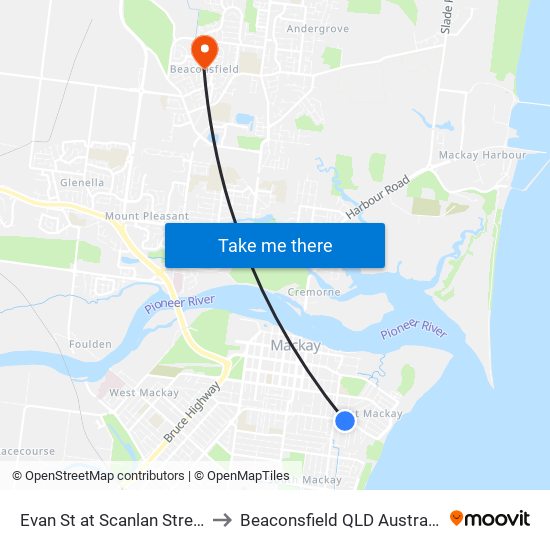 Evan St at Scanlan Street to Beaconsfield QLD Australia map