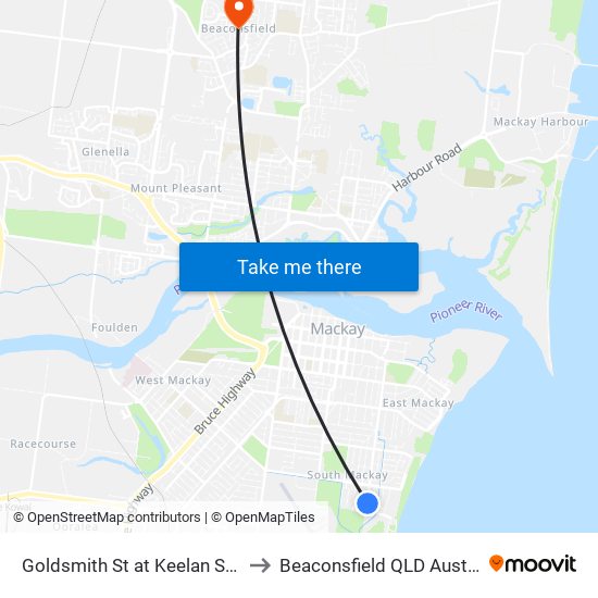 Goldsmith St at Keelan Street to Beaconsfield QLD Australia map