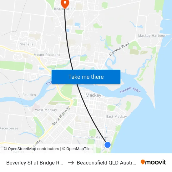 Beverley St at Bridge Road to Beaconsfield QLD Australia map