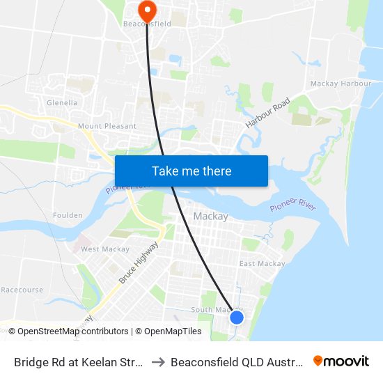 Bridge Rd at Keelan Street to Beaconsfield QLD Australia map