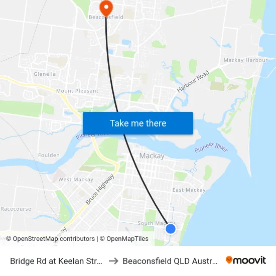 Bridge Rd at Keelan Street to Beaconsfield QLD Australia map