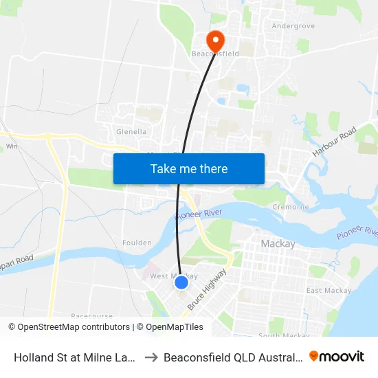 Holland St at Milne Lane to Beaconsfield QLD Australia map