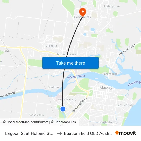 Lagoon St at Holland Street to Beaconsfield QLD Australia map