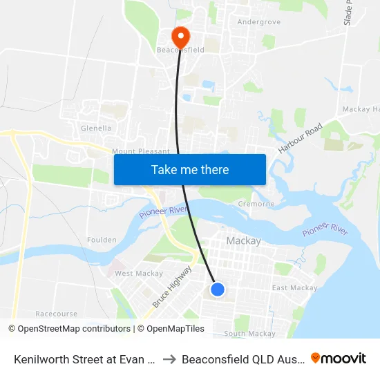 Kenilworth Street at Evan Street to Beaconsfield QLD Australia map