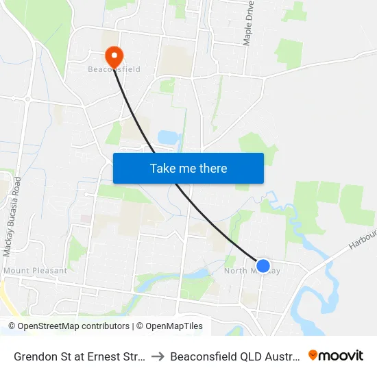 Grendon St at Ernest Street to Beaconsfield QLD Australia map
