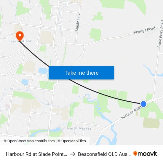 Harbour Rd at Slade Point Road to Beaconsfield QLD Australia map