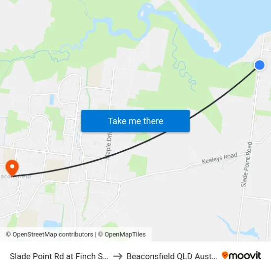 Slade Point Rd at Finch Street to Beaconsfield QLD Australia map