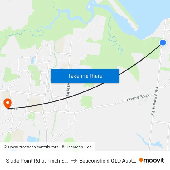 Slade Point Rd at Finch Street to Beaconsfield QLD Australia map