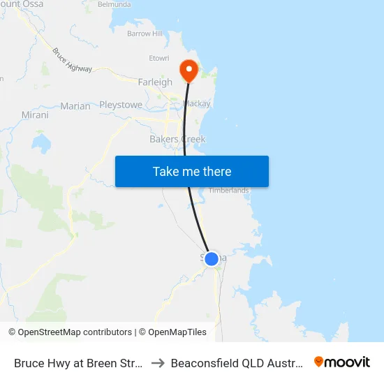Bruce Hwy at Breen Street to Beaconsfield QLD Australia map