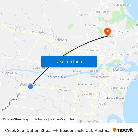 Creek St at Dutton Street to Beaconsfield QLD Australia map