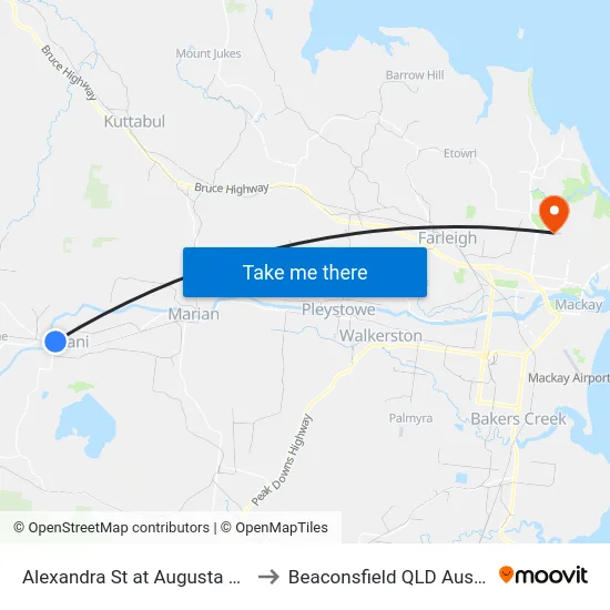 Alexandra St at Augusta Street to Beaconsfield QLD Australia map