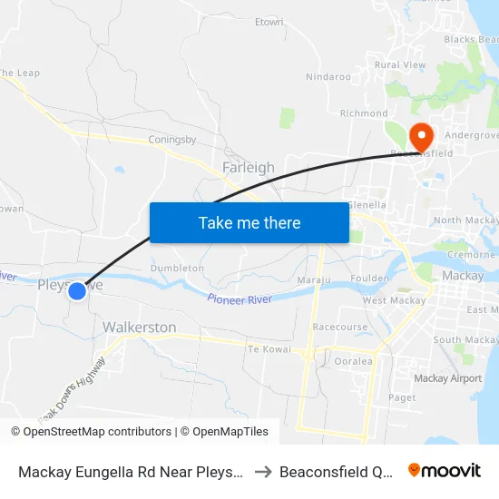 Mackay Eungella Rd Near Pleystowe Station Rd Hnr to Beaconsfield QLD Australia map