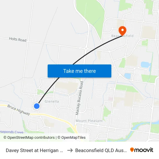 Davey Street at Herrigan Street to Beaconsfield QLD Australia map