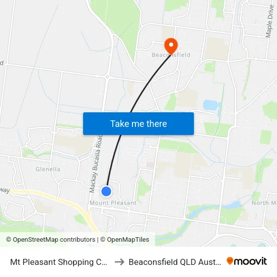 Mt Pleasant Shopping Centre to Beaconsfield QLD Australia map