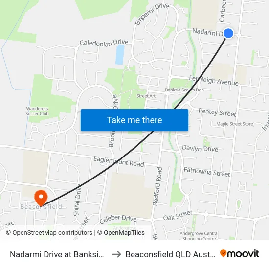 Nadarmi Drive at Banksia Ave to Beaconsfield QLD Australia map