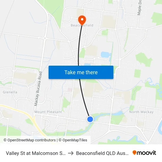 Valley St at Malcomson Street to Beaconsfield QLD Australia map
