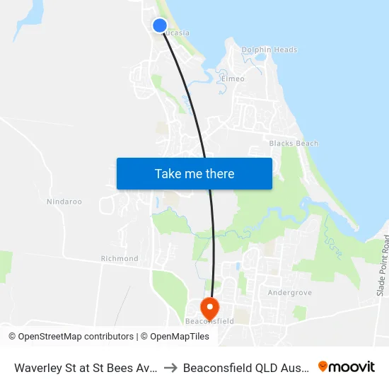 Waverley St at St Bees Avenue to Beaconsfield QLD Australia map