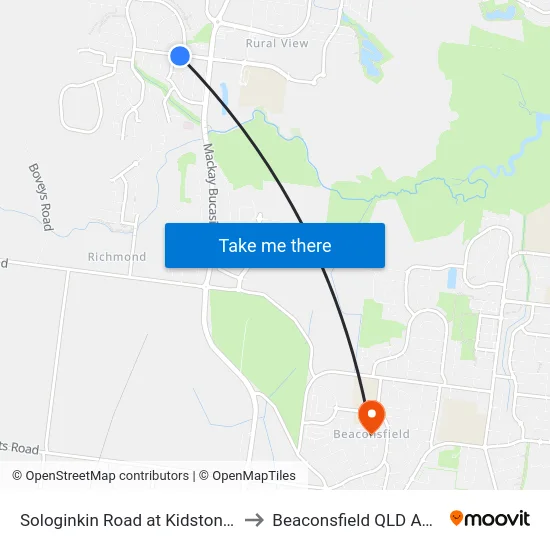 Sologinkin Road at Kidston Avenue to Beaconsfield QLD Australia map