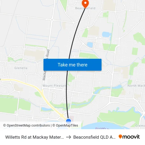 Willetts Rd at Mackay Mater Hospital to Beaconsfield QLD Australia map