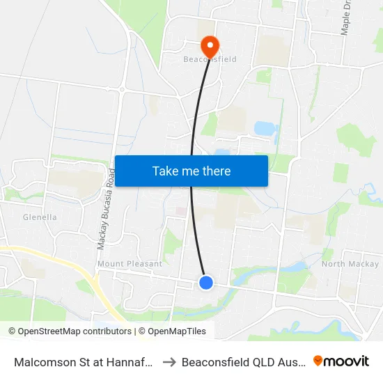 Malcomson St at Hannaford St to Beaconsfield QLD Australia map