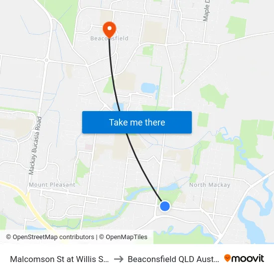 Malcomson St at Willis Street to Beaconsfield QLD Australia map