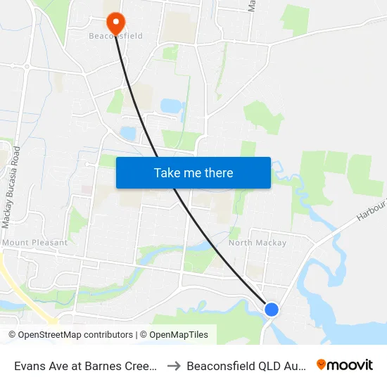 Evans Ave at Barnes Creek Road to Beaconsfield QLD Australia map