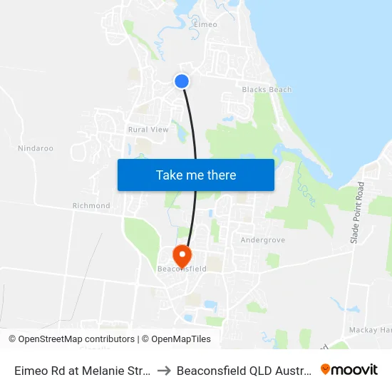 Eimeo Rd at Melanie Street to Beaconsfield QLD Australia map