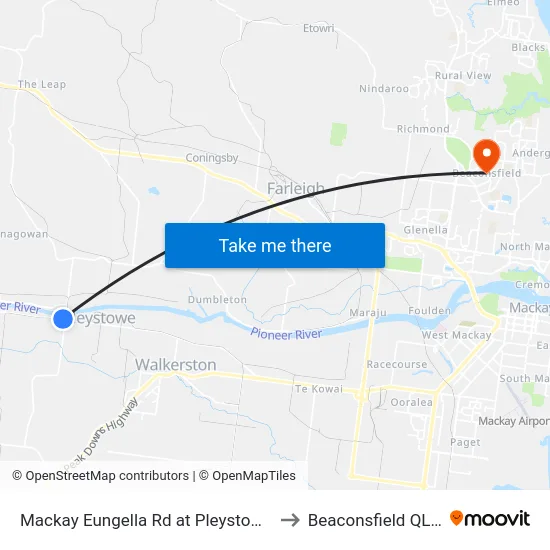 Mackay Eungella Rd at Pleystowe Connection Road to Beaconsfield QLD Australia map