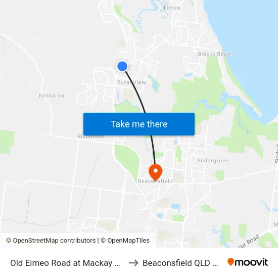 Old Eimeo Road at Mackay Bucasia Rd to Beaconsfield QLD Australia map