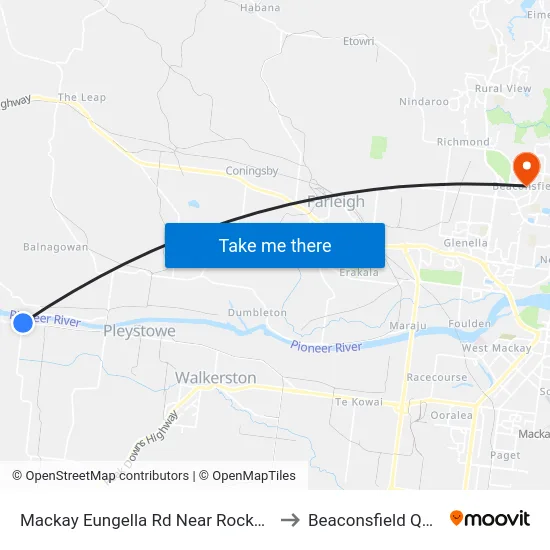 Mackay Eungella Rd Near Rocky Waterholes Rd Hnr to Beaconsfield QLD Australia map