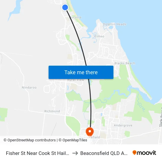 Fisher St Near Cook St Hail 'N' Ride to Beaconsfield QLD Australia map