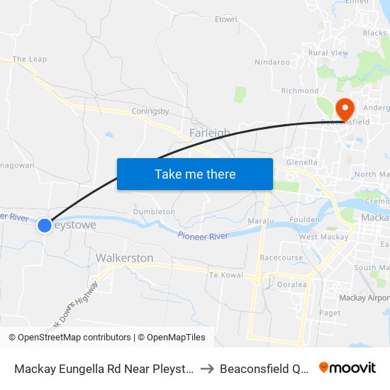 Mackay Eungella Rd Near Pleystowe Connection Hnr to Beaconsfield QLD Australia map