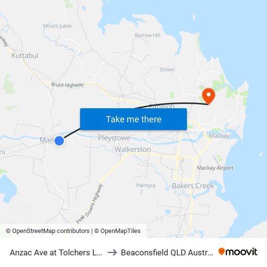 Anzac Ave at Tolchers Lane to Beaconsfield QLD Australia map