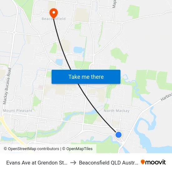 Evans Ave at Grendon Street to Beaconsfield QLD Australia map