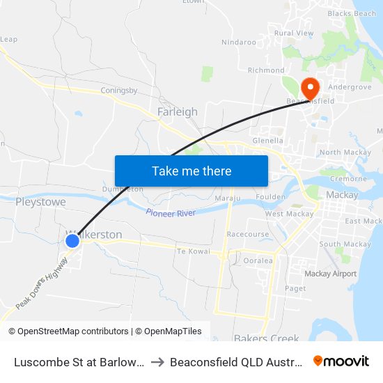 Luscombe St at Barlow St to Beaconsfield QLD Australia map