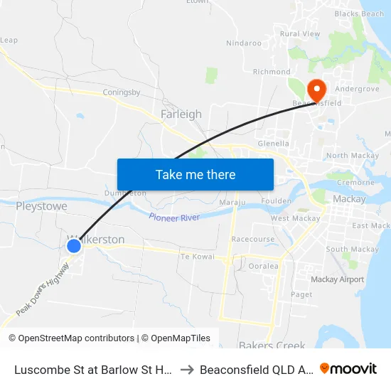 Luscombe St at Barlow St Hail 'N' Ride to Beaconsfield QLD Australia map
