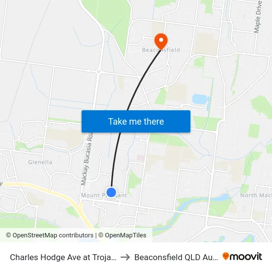 Charles Hodge Ave at Trojan Court to Beaconsfield QLD Australia map